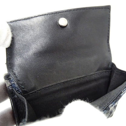 Dior Wallet Trifold Blue Jacquard Navy Mini