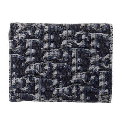 Dior Wallet Trifold Blue Jacquard Navy Mini