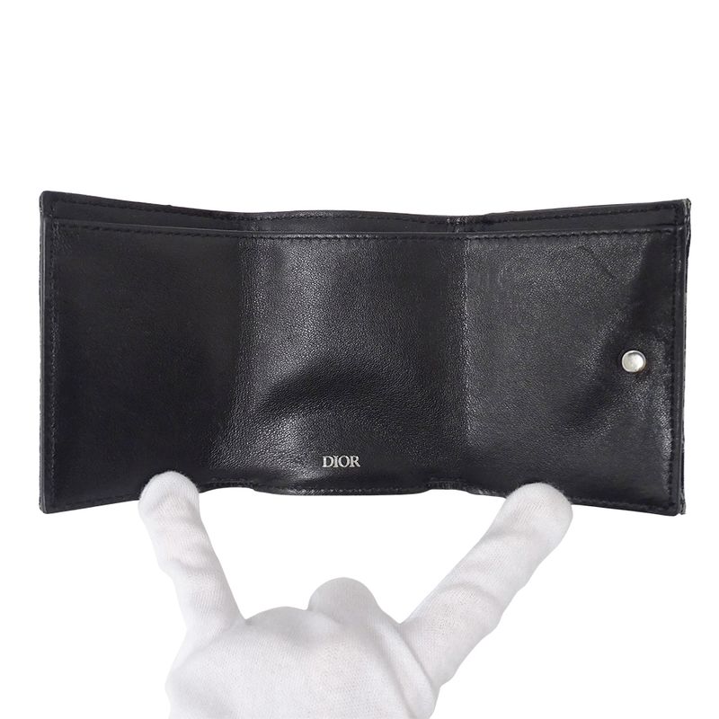 Dior Wallet Trifold Blue Jacquard Navy Mini