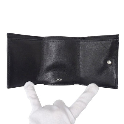 Dior Wallet Trifold Blue Jacquard Navy Mini