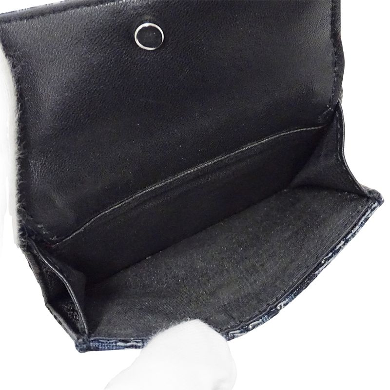 Dior Wallet Trifold Blue Jacquard Navy Mini