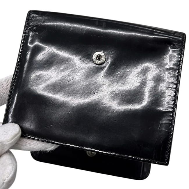 Prada Trifold Wallet Black Nero Compact Patent Leather