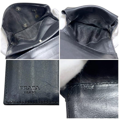 Prada Trifold Wallet Black Nero Compact Patent Leather