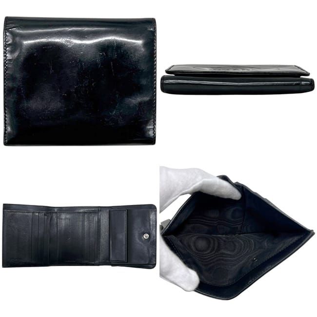 Prada Trifold Wallet Black Nero Compact Patent Leather