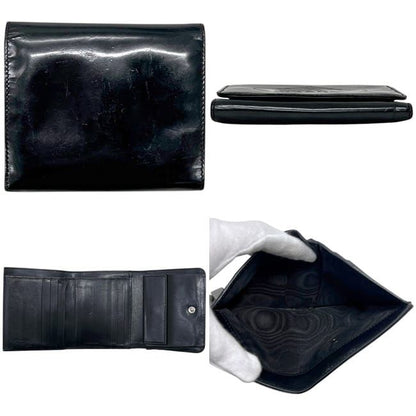 Prada Trifold Wallet Black Nero Compact Patent Leather