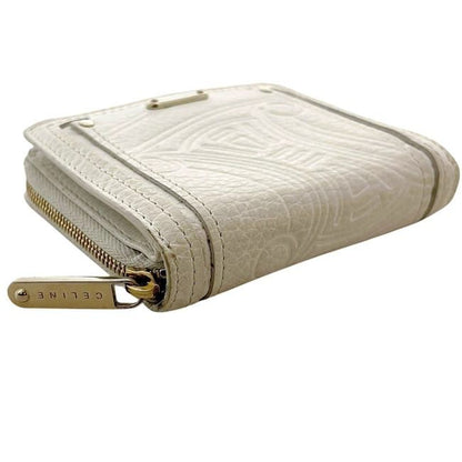 Celine Bifold Wallet White Triomphe Leather