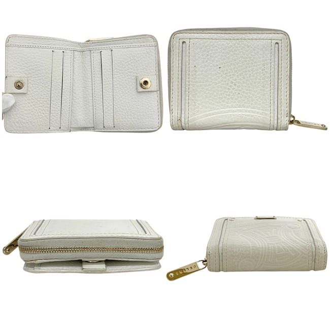 Celine Bifold Wallet White Triomphe Leather