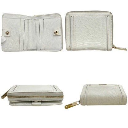 Celine Bifold Wallet White Triomphe Leather