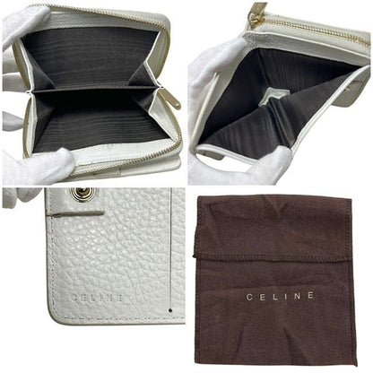 Celine Bifold Wallet White Triomphe Leather