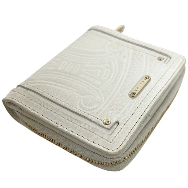 Celine Bifold Wallet White Triomphe Leather