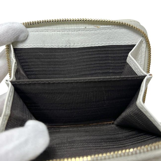 Celine Bifold Wallet White Triomphe Leather