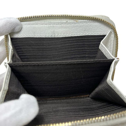 Celine Bifold Wallet White Triomphe Leather