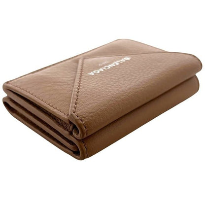 Balenciaga Trifold Wallet Paper Mini Beige