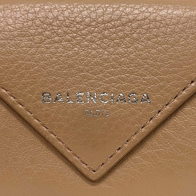 Balenciaga Trifold Wallet Paper Mini Beige