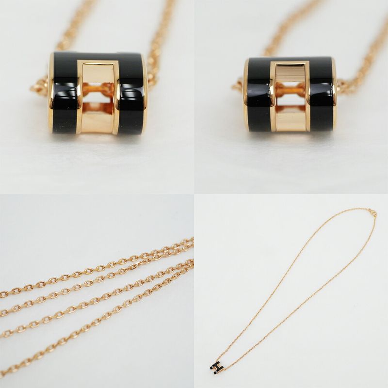 Hermes Necklace Pop Mini Black Rosegold