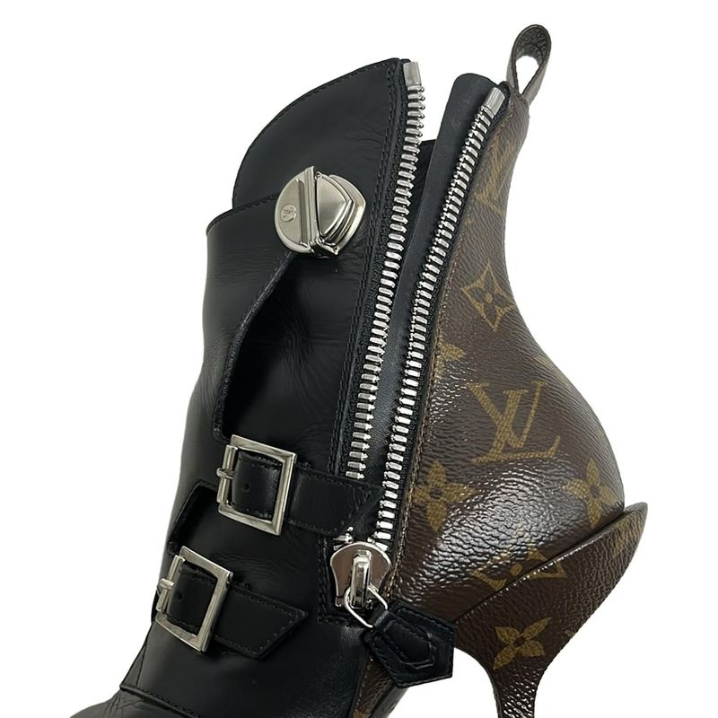Louis Vuitton Short Boots 34.5 Black Dark Brown Janet X