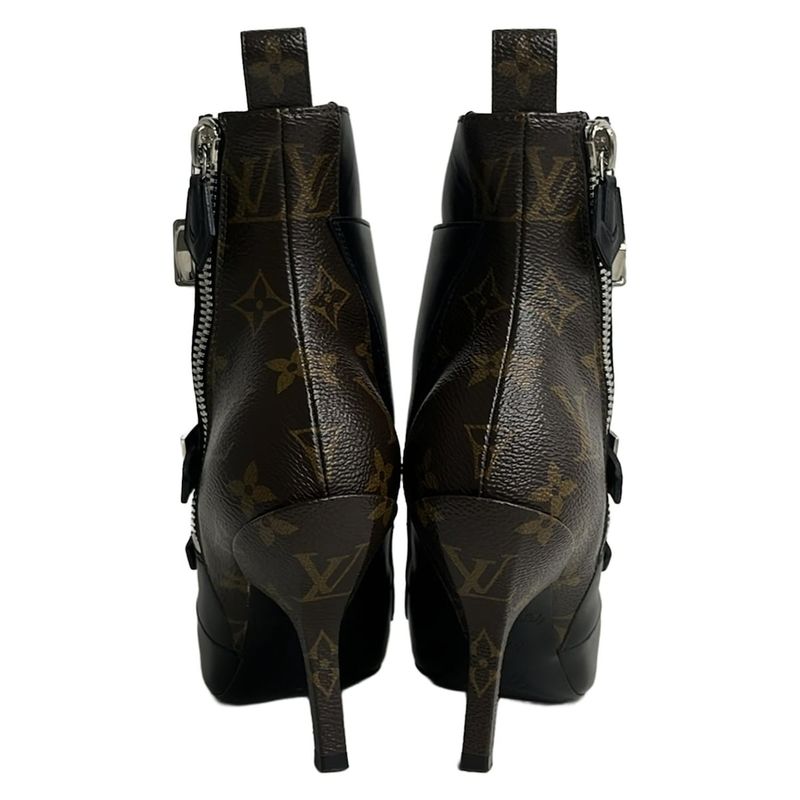 Louis Vuitton Short Boots 34.5 Black Dark Brown Janet X