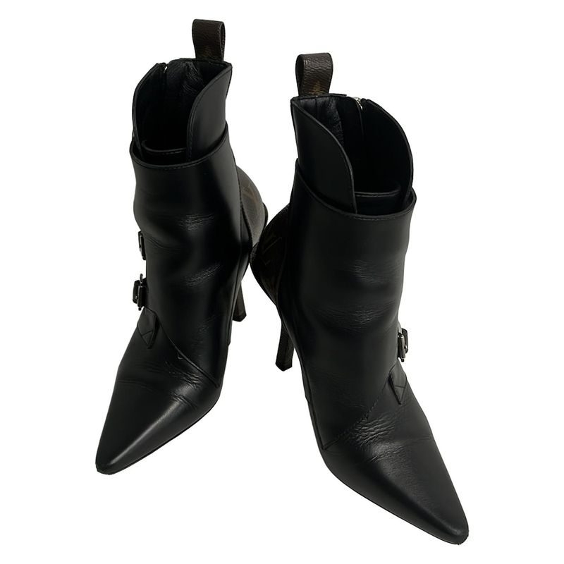 Louis Vuitton Short Boots 34.5 Black Dark Brown Janet X