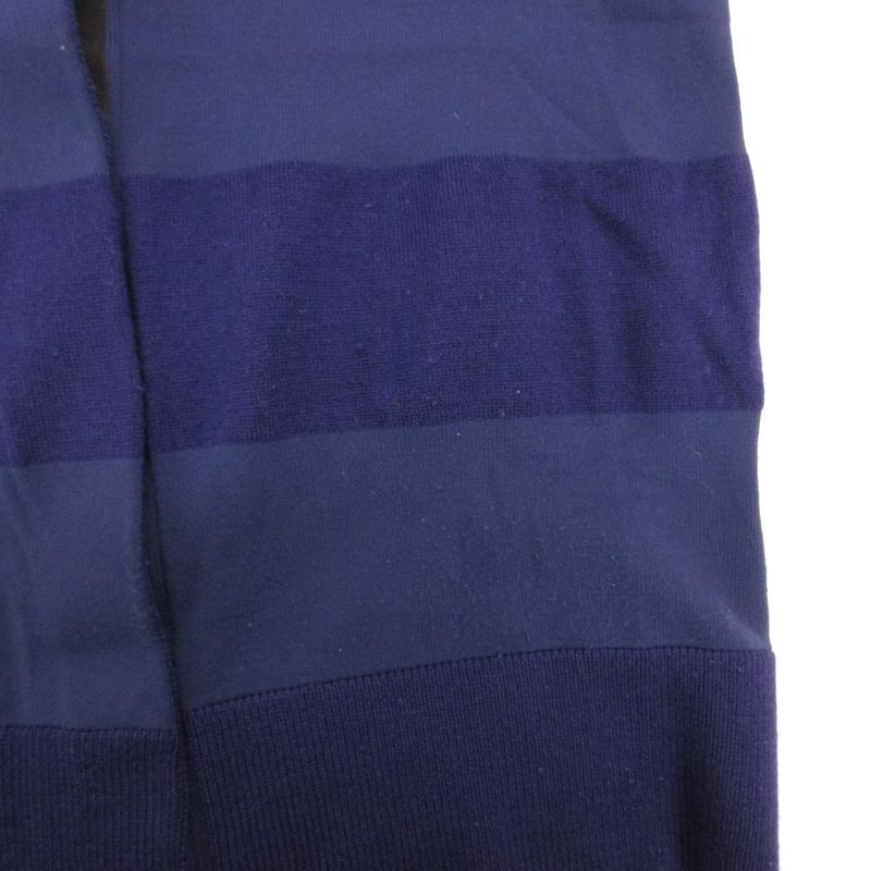 Moncler Maglione Tricot Alla Coreana Cardigan Knit Band Collar Border Pattern Blue - Navy