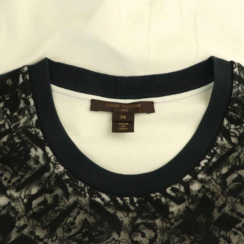 Louis Vuitton T-Shirt Short Sleeve Lace 36 Black White DF