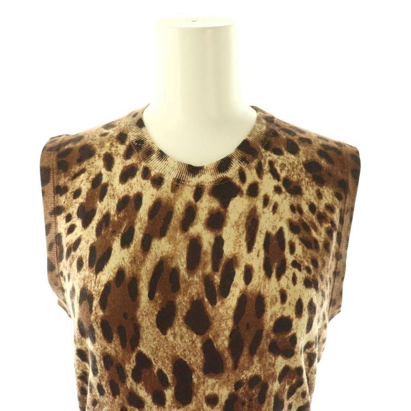 Dolce & Gabbana Knit Ensemble Cardigan Pullover Animal Pattern 36 38 Brown DF