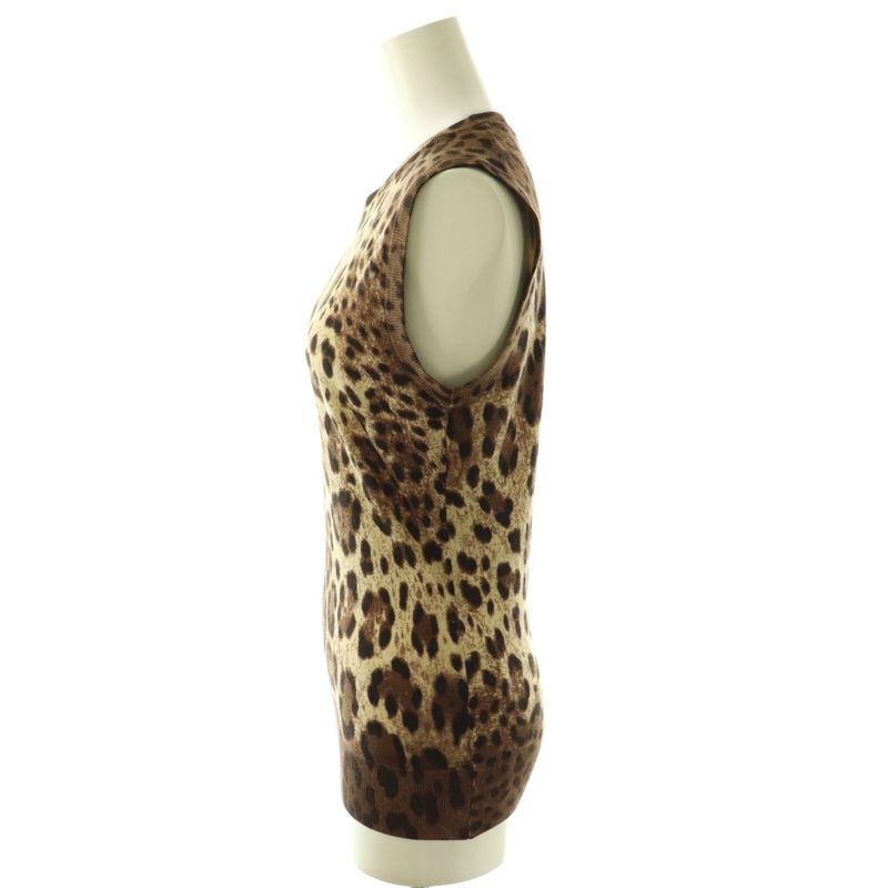 Dolce & Gabbana Knit Ensemble Cardigan Pullover Animal Pattern 36 38 Brown DF