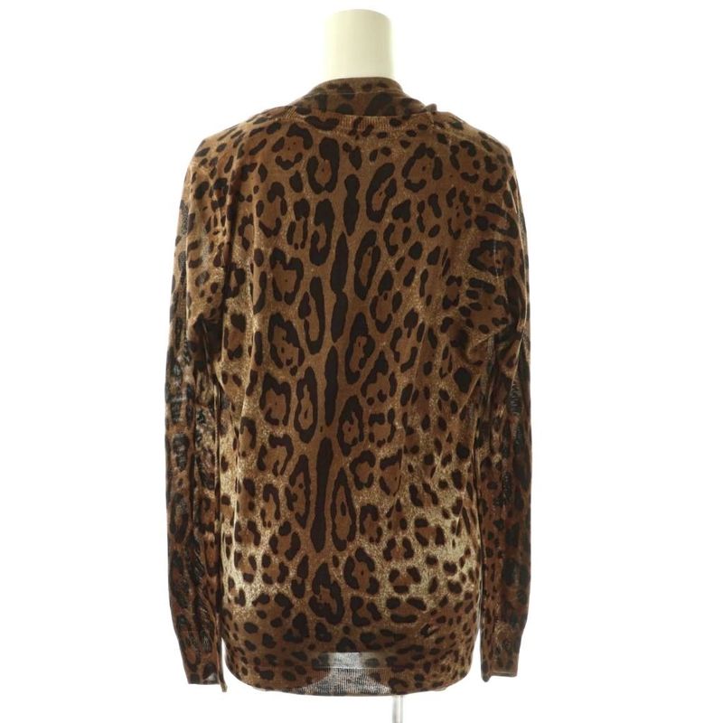 Dolce & Gabbana Knit Ensemble Cardigan Pullover Animal Pattern 36 38 Brown DF