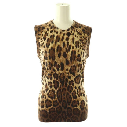 Dolce & Gabbana Knit Ensemble Cardigan Pullover Animal Pattern 36 38 Brown DF