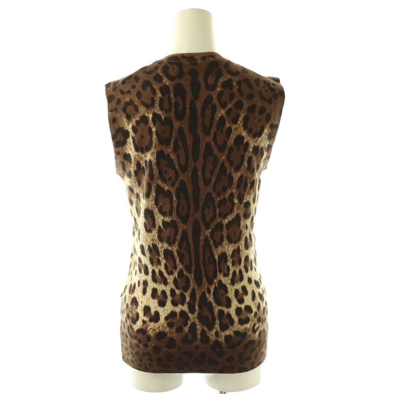 Dolce & Gabbana Knit Ensemble Cardigan Pullover Animal Pattern 36 38 Brown DF