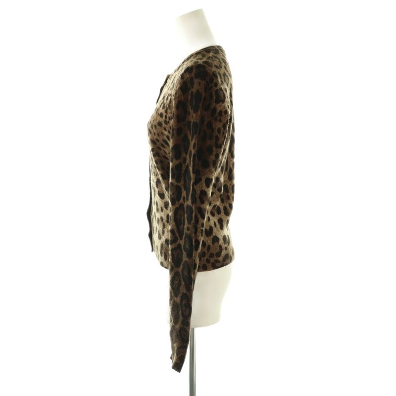 Dolce & Gabbana Knit Cardigan Leopard Print Wool Cashmere Blend 38 Brown DF