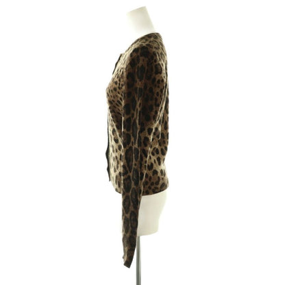 Dolce & Gabbana Knit Cardigan Leopard Print Wool Cashmere Blend 38 Brown DF