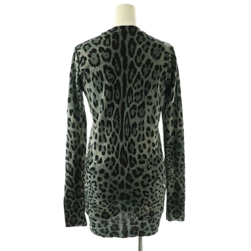 Dolce & Gabbana Knit Cardigan Animal Pattern Wool 38 Gray DF