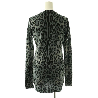 Dolce & Gabbana Knit Cardigan Animal Pattern Wool 38 Gray DF