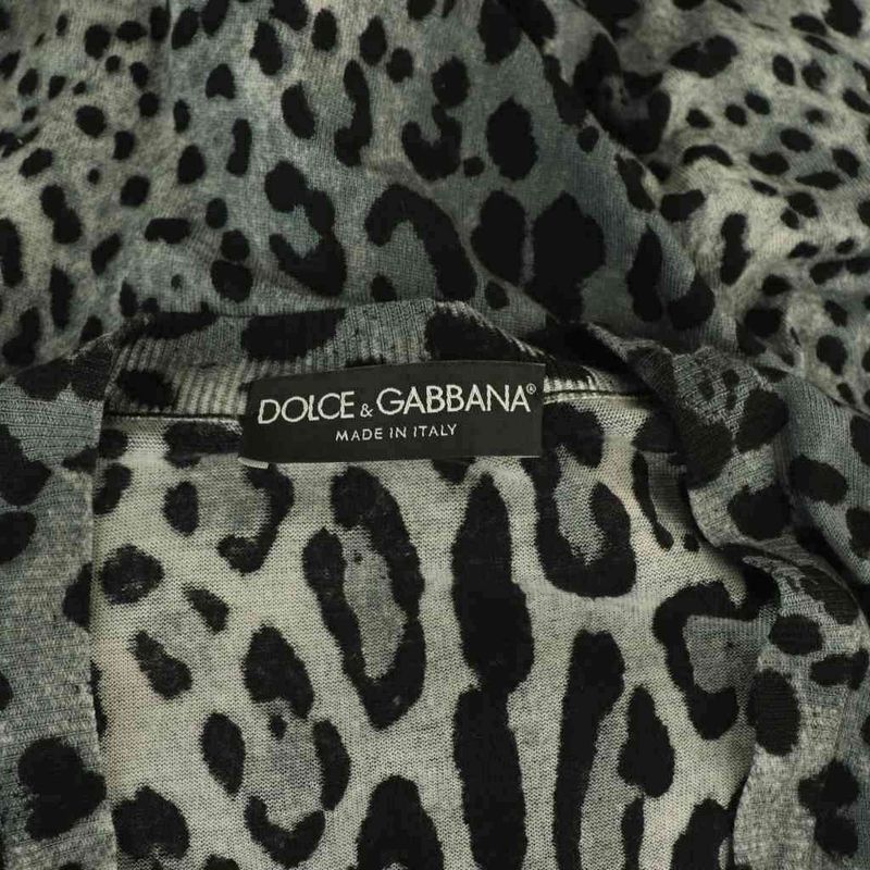 Dolce & Gabbana Knit Cardigan Animal Pattern Wool 38 Gray DF
