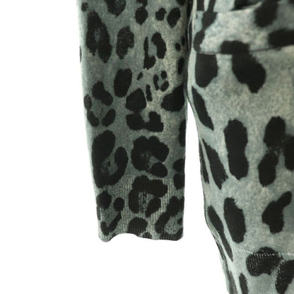 Dolce & Gabbana Knit Cardigan Animal Pattern Wool 38 Gray DF