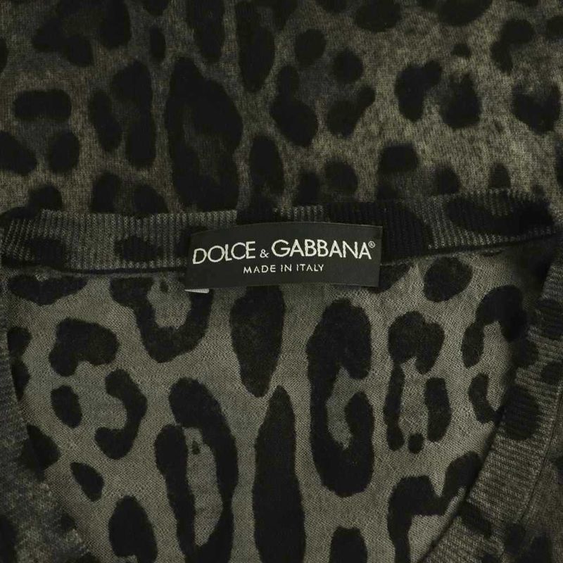 Dolce & Gabbana Knit Pullover Short Sleeve Animal Pattern 38 Gray DF Sweater