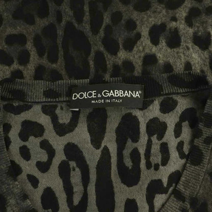 Dolce & Gabbana Knit Pullover Short Sleeve Animal Pattern 38 Gray DF Sweater