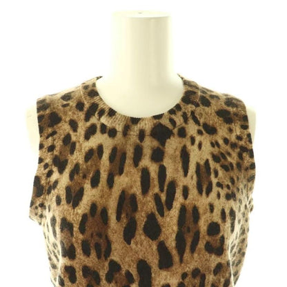 Dolce & Gabbana Vest Leopard Print Wool Cashmere Blend 38 Brown DF