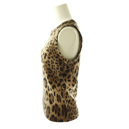 Dolce & Gabbana Vest Leopard Print Wool Cashmere Blend 38 Brown DF