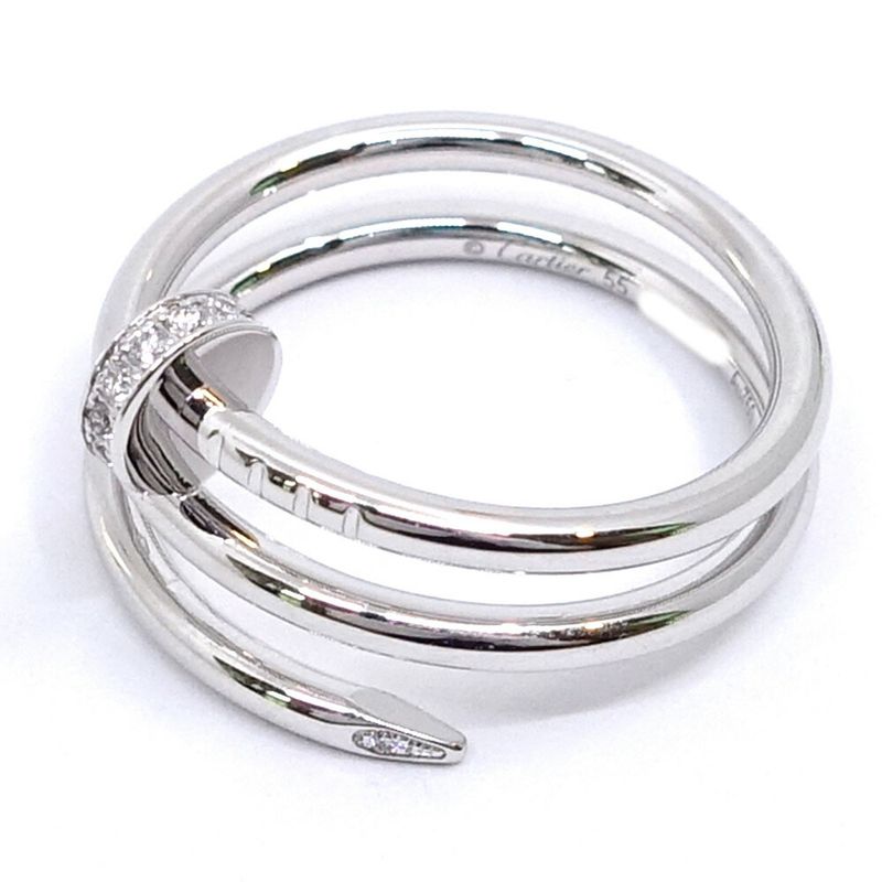 Cartier 18K White Gold Juste Un Clou Double Ring Diamond