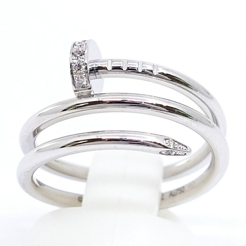 Cartier 18K White Gold Juste Un Clou Double Ring Diamond