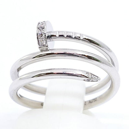 Cartier 18K White Gold Juste Un Clou Double Ring Diamond