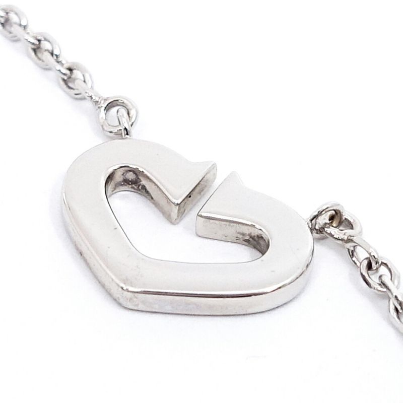 Cartier 18K White Gold C Heart Diamond Necklace Pendant