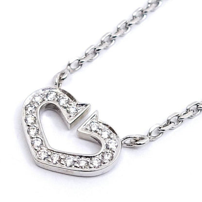 Cartier 18K White Gold C Heart Diamond Necklace Pendant