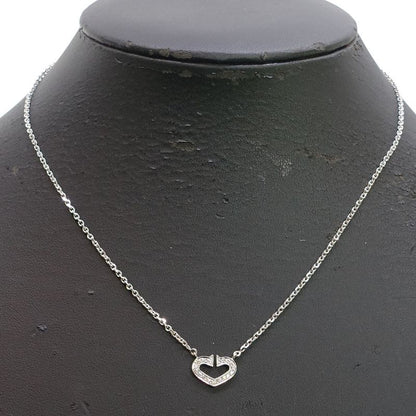 Cartier 18K White Gold C Heart Diamond Necklace Pendant