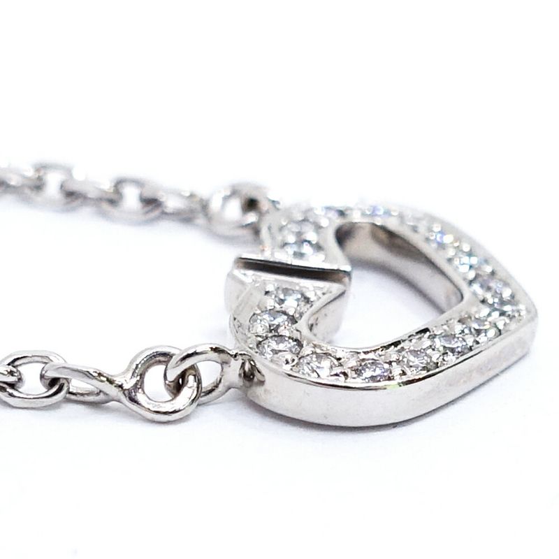 Cartier 18K White Gold C Heart Diamond Necklace Pendant