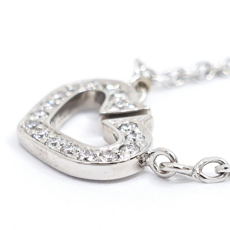 Cartier 18K White Gold C Heart Diamond Necklace Pendant