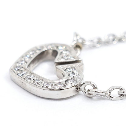 Cartier 18K White Gold C Heart Diamond Necklace Pendant