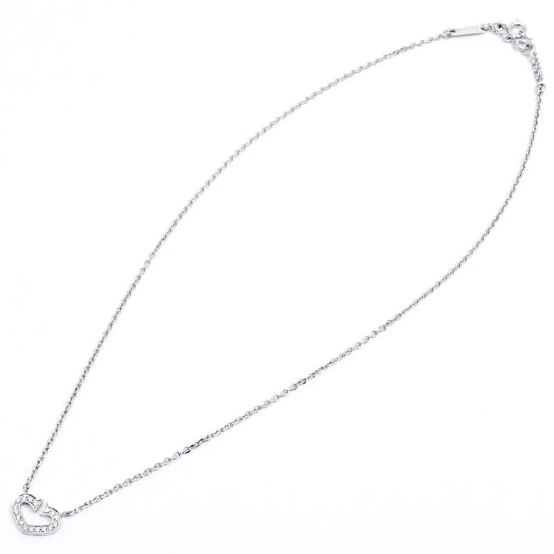 Cartier 18K White Gold C Heart Diamond Necklace Pendant