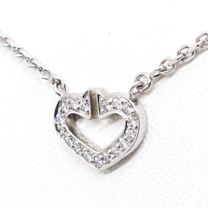 Cartier 18K White Gold C Heart Diamond Necklace Pendant